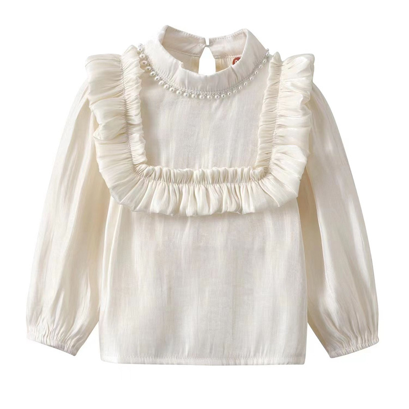 Djevojačka osnovna majica Jesen 2025. Nova elegantna modna majica, svestrana princezina čipkasta proljetna i jesenska majica dugih rukava