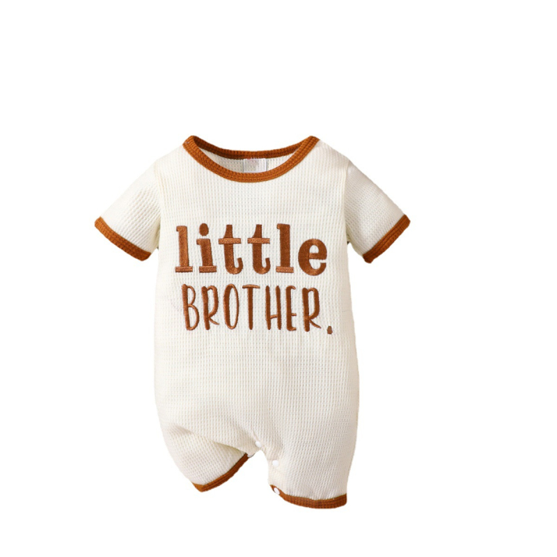 Piiriülene INS vastsündinud poisslaps Suvine kirjaga tikitud lühikeste varrukatega reguleeritav vabaaja ühes tükis romper