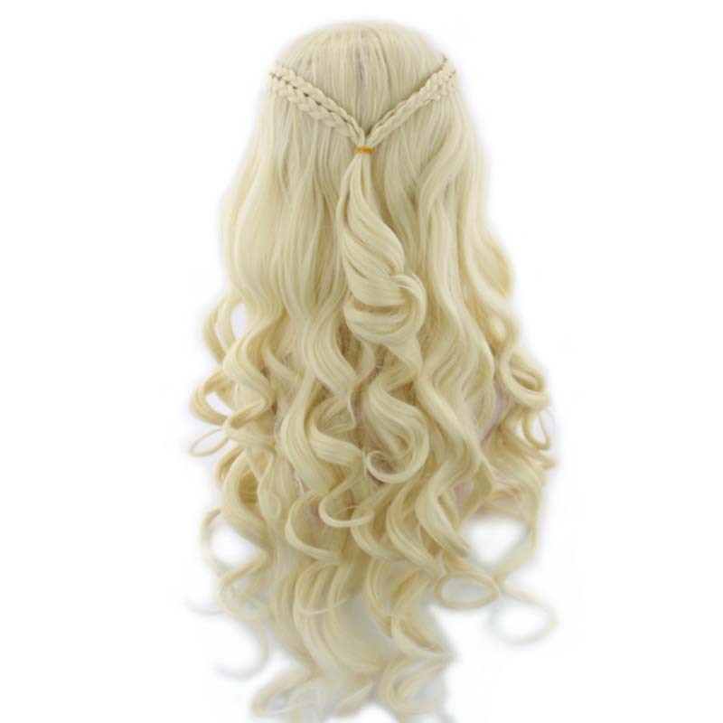 Jää ja tule laulu mängu Danny Lilith matt 70cm punutud hõbedane pikk lokkis parukas naistele laos