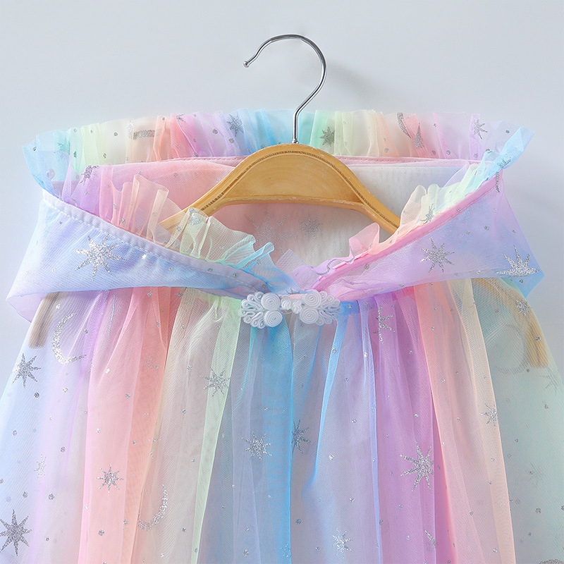 Bērnu krāsaina kleita, apmetnis, mazuļu apģērbs, Elsa apmetnis, saldēta šalle, vienas daļas piegāde