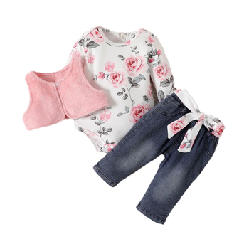 Μακρυμάνικο παντελόνι με τυπωμένα λουλούδια για νεογέννητα κορίτσια για διασυνοριακές μετακινήσεις INS