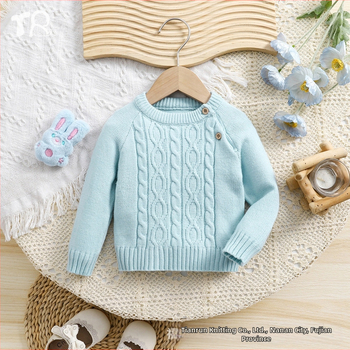 Najprodavaniji pleteni plavi pulover s dugim rukavima i okruglim izrezom za dječake