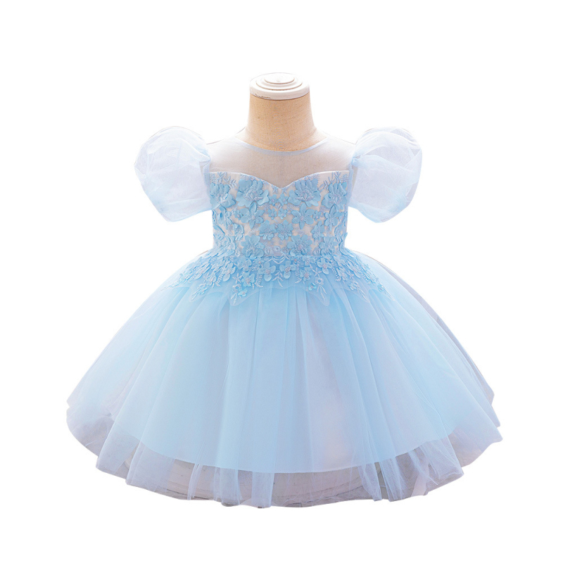 Vaikiška vakarinė suknelė Vaikiška spektaklio suknelė Pūstomis rankovėmis Gėlėta princesės suknelė Vestuvinė gėlė Vaikiška pūsta suknelė Šeimininkės suknelė