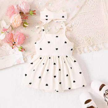 Kūdikių vasarinis tarpvalstybinis meilės spausdinimo sijonas mergaitėms be rankovių, vėsus ir patogus suknelės vaikų princesės sijonas