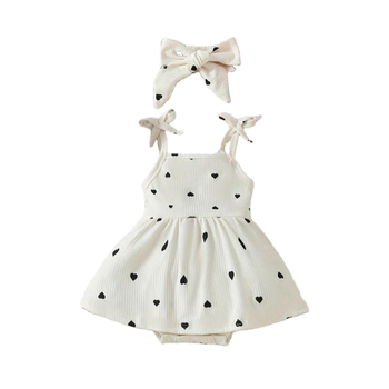 Kūdikių vasarinis tarpvalstybinis meilės spausdinimo sijonas mergaitėms be rankovių, vėsus ir patogus suknelės vaikų princesės sijonas