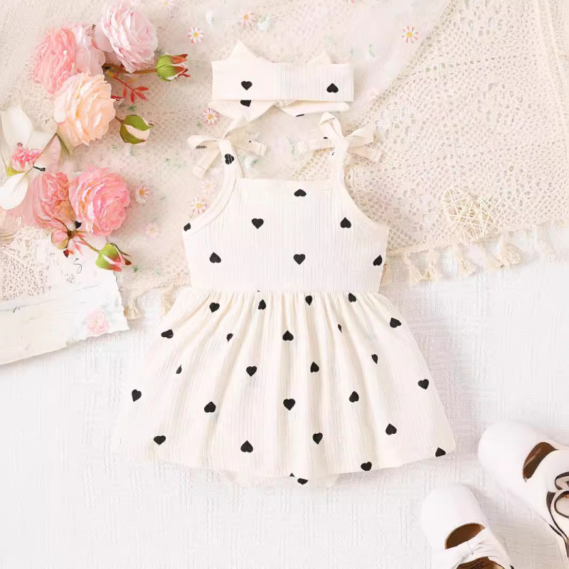 Kūdikių vasarinis tarpvalstybinis meilės spausdinimo sijonas mergaitėms be rankovių, vėsus ir patogus suknelės vaikų princesės sijonas