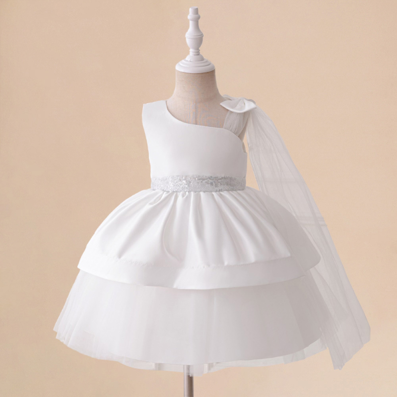 Mergaičių suknelė su blizgučiais ir kaspinu, šventinė suknelė, kūdikio gimtadienio princesės suknelė