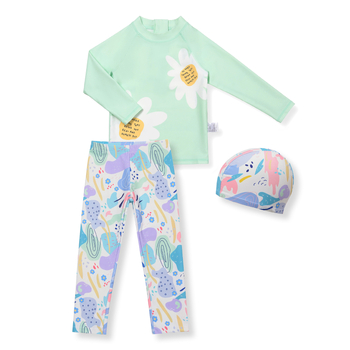 Μαγιό κατάδυσης για κορίτσια με χώρισμα, ολόσωμο μαγιό για σερφ και κατάδυση, παντελόνι με μακριά μανίκια και σκουφάκι κολύμβησης, αντηλιακό για μεγάλα παιδιά