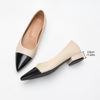 Εξωτερικού Εμπορίου Καθαρά Πρωτότυπα Νέα Μαλακά Δερμάτινα Παπούτσια από Κερί Ελαφιού με Μυτερό Ρηχό Στόμα Μικρό Αρωματικό Στυλ Κομψά Χαμηλά Τακούνια Άνετα Γυναικεία Παπούτσια