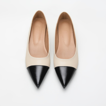 Εξωτερικού Εμπορίου Καθαρά Πρωτότυπα Νέα Μαλακά Δερμάτινα Παπούτσια από Κερί Ελαφιού με Μυτερό Ρηχό Στόμα Μικρό Αρωματικό Στυλ Κομψά Χαμηλά Τακούνια Άνετα Γυναικεία Παπούτσια