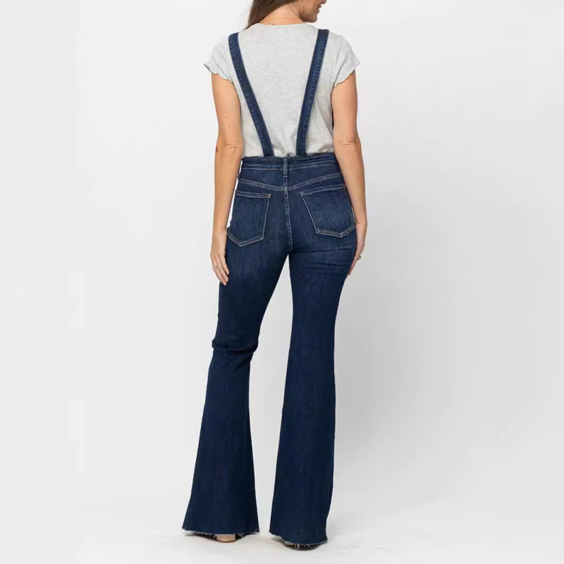 Európa a Spojené štáty americké cezhraničné jesenné a zimné nové dámske módne slim strečové džínsy s popruhom, rozšírené nohavice