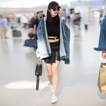 Mini Yang același stil denim jachetă femeii lejeră de lungime medie primăvară și toamnă jachetă cu glugă nouă la modă, all-match