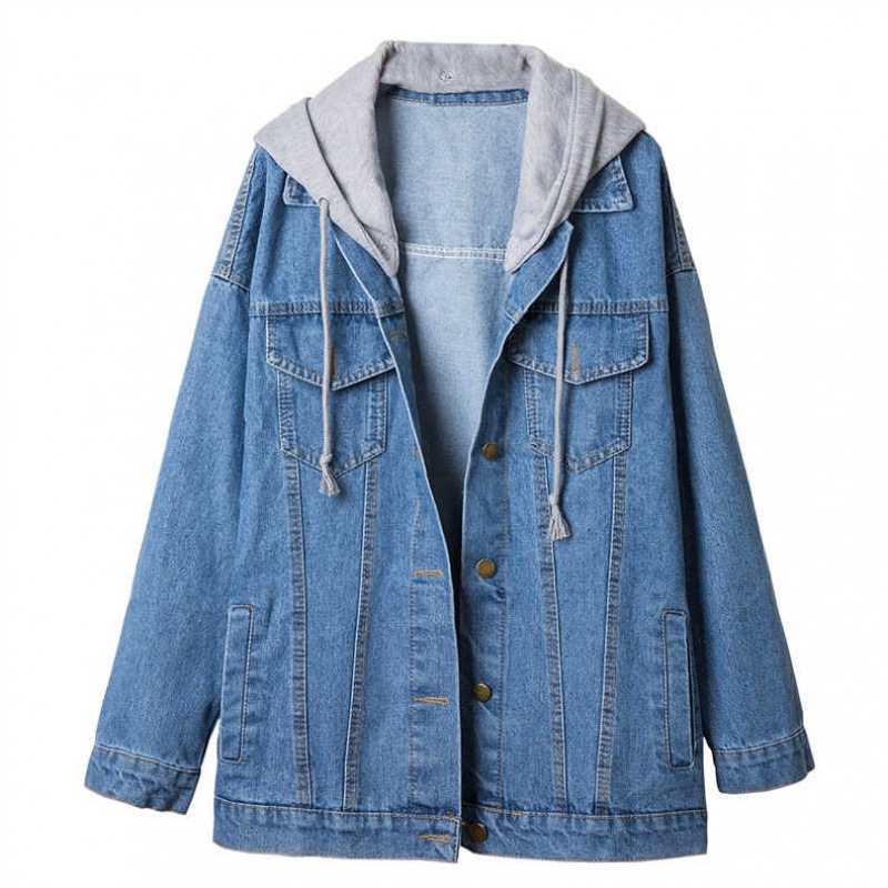 Mini Yang același stil denim jachetă femeii lejeră de lungime medie primăvară și toamnă jachetă cu glugă nouă la modă, all-match