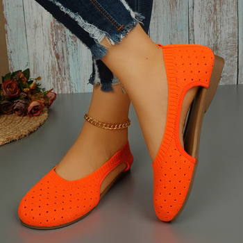 Užsienio prekybos plius dydžio laisvalaikio batai moterims 24 rudens nauji skraidantys austi tinkleliai tuščiaviduriai plokščii, vientisos spalvos pėdos europietiški ir amerikietiški moteriški batai