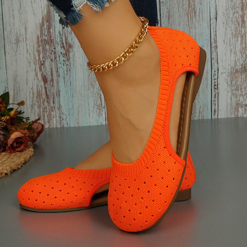 Užsienio prekybos plius dydžio laisvalaikio batai moterims 24 rudens nauji skraidantys austi tinkleliai tuščiaviduriai plokščii, vientisos spalvos pėdos europietiški ir amerikietiški moteriški batai