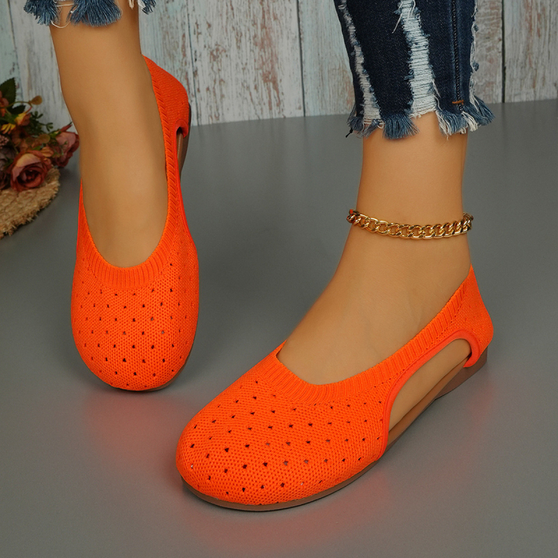 Užsienio prekybos plius dydžio laisvalaikio batai moterims 24 rudens nauji skraidantys austi tinkleliai tuščiaviduriai plokščii, vientisos spalvos pėdos europietiški ir amerikietiški moteriški batai