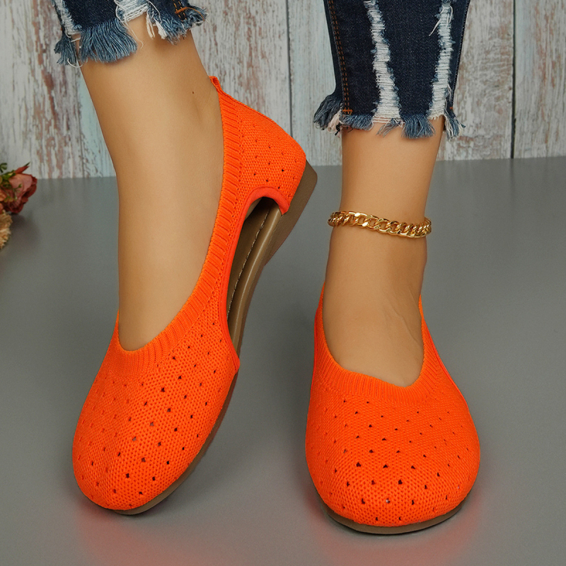 Užsienio prekybos plius dydžio laisvalaikio batai moterims 24 rudens nauji skraidantys austi tinkleliai tuščiaviduriai plokščii, vientisos spalvos pėdos europietiški ir amerikietiški moteriški batai
