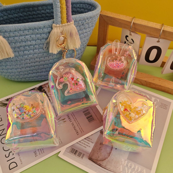 Kūrybinė monetų piniginė lazerine meilės rankine, nešiojama mini miela lūpų dažų ausinių laikymo rankinė gimtadienio dovana