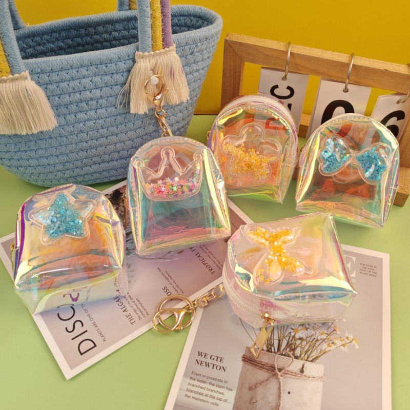 Kūrybinė monetų piniginė lazerine meilės rankine, nešiojama mini miela lūpų dažų ausinių laikymo rankinė gimtadienio dovana