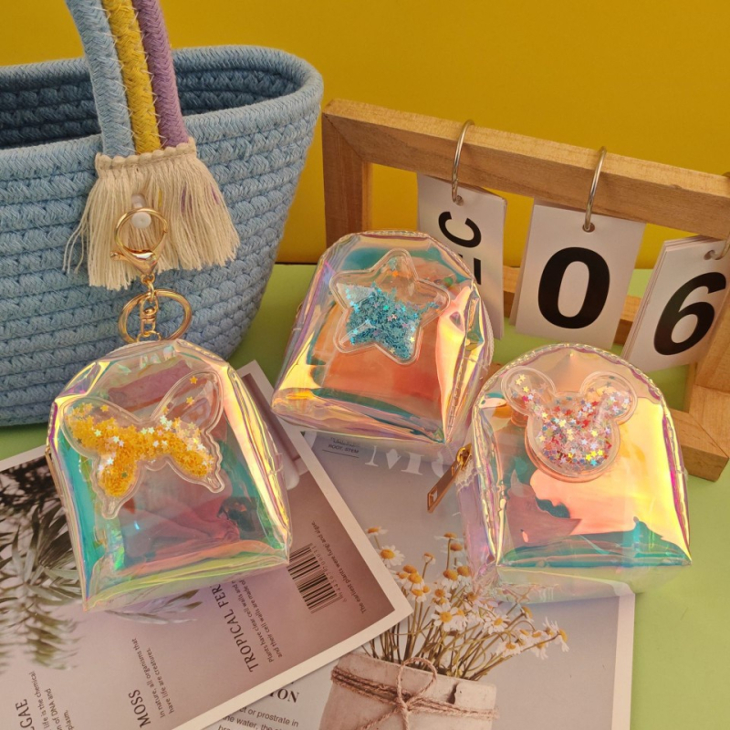 Kūrybinė monetų piniginė lazerine meilės rankine, nešiojama mini miela lūpų dažų ausinių laikymo rankinė gimtadienio dovana