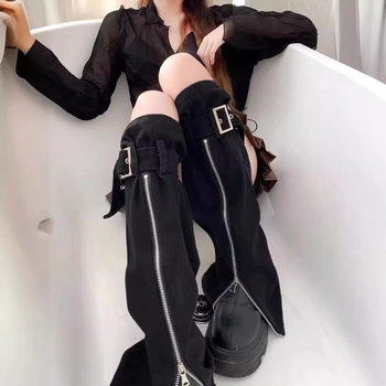 Rozšírené ponožky CrossBorder Spicy Girl pre ženy, letný zoštíhľujúci dizajn Y2K, ponožky so zipsom, návleky na topánky, džínsové návleky na nohy