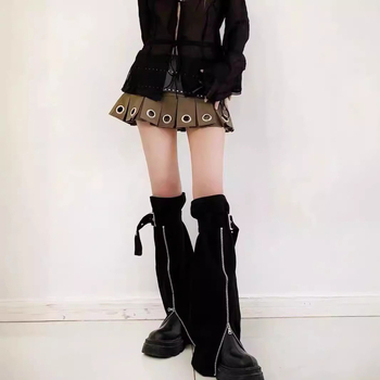 Rozšírené ponožky CrossBorder Spicy Girl pre ženy, letný zoštíhľujúci dizajn Y2K, ponožky so zipsom, návleky na topánky, džínsové návleky na nohy