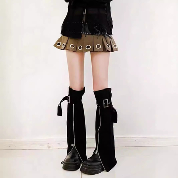 Rozšírené ponožky CrossBorder Spicy Girl pre ženy, letný zoštíhľujúci dizajn Y2K, ponožky so zipsom, návleky na topánky, džínsové návleky na nohy