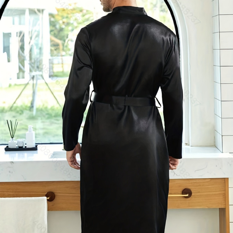 Jauns vīriešu pavasara, vasaras un rudens garām piedurknēm naktskrekls, halāts, melns, tumši zils, sarkans, pelēks