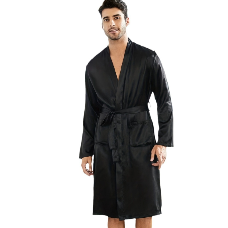 Jauns vīriešu pavasara, vasaras un rudens garām piedurknēm naktskrekls, halāts, melns, tumši zils, sarkans, pelēks