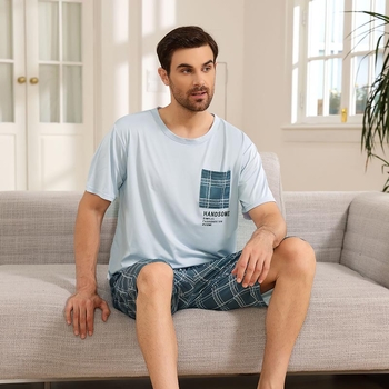 [Αποκλειστικά σε διασυνοριακό επίπεδο] Ανδρική πιτζάμα καλοκαιρινή κοντομάνικη σορτς Milk Silk Thin Young Boys Αρχική σελίδα