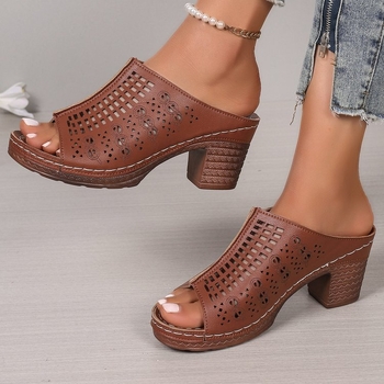 Σανδάλια θαλάσσης Temu με ψηλό τακούνι και κοίλο τακούνι, σε ευρωπαϊκό και αμερικανικό στιλ, με τυπωμένα κοφτερά τακούνια, σε απόθεμα. Καλοκαιρινά παπούτσια Sway 2025, σε νέα άφιξη.