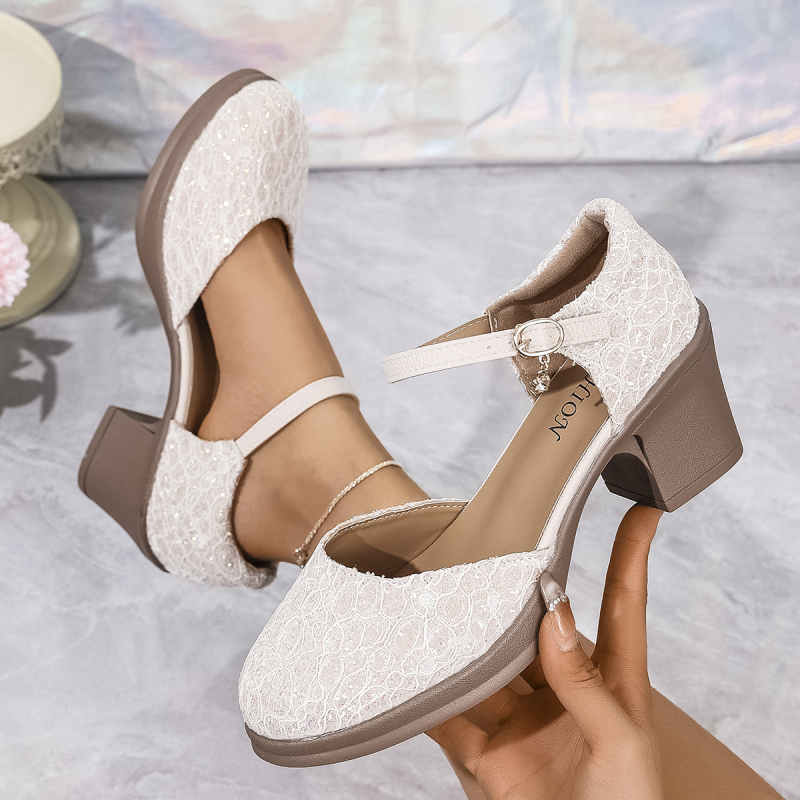 Topánky Mary Jane na vysokom podpätku, plus size topánky, zahraničný obchod, nový kórejský štýl, topánky na jednom podpätku s vysokým podpätkom, univerzálny hrubý podpätok, štvorcová hlava, dávka