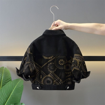 Vaikiški drabužiai berniukams, džinsinis švarkelis, 2024 m. ruduo, nauji madingi vaikiški kepti gatvės rudens drabužiai berniukams, gražūs, madingi švarkeliai