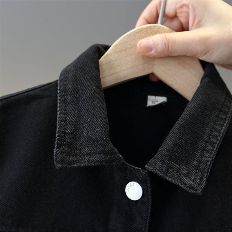 Vaikiški drabužiai berniukams, džinsinis švarkelis, 2024 m. ruduo, nauji madingi vaikiški kepti gatvės rudens drabužiai berniukams, gražūs, madingi švarkeliai