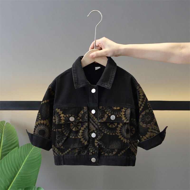 Vaikiški drabužiai berniukams, džinsinis švarkelis, 2024 m. ruduo, nauji madingi vaikiški kepti gatvės rudens drabužiai berniukams, gražūs, madingi švarkeliai