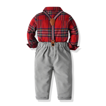 Παιδικά Ρούχα Άνοιξης και Φθινοπώρου, Νέα Αγορίστικα Ρούχα, Μακρυμάνικο Καρό Πουκάμισο με Τιράντες, Παιδικό Φόρεμα για Άνδρες, Σετ Πολλαπλών Τεμαχίων