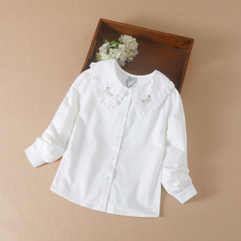 Dievčenské tričko jar a jeseň 2024 jarné oblečenie tričko v západnom štýle detské dievčenské biele tričko z čistej bavlny dievčenské tričko s dlhým rukávom jar