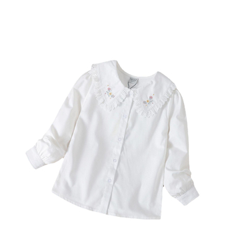 Dievčenské tričko jar a jeseň 2024 jarné oblečenie tričko v západnom štýle detské dievčenské biele tričko z čistej bavlny dievčenské tričko s dlhým rukávom jar