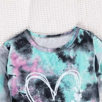 Момичешка свободна тениска с европейски и американски щампи с тай-дай принт, къс ръкав, ежедневна, елегантна, еднокомпонентна, дропшипинг, износ в чужбина, момичешко облекло