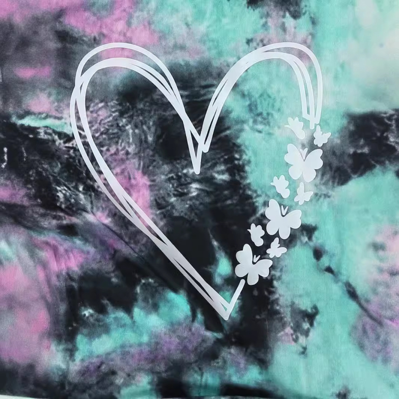 Момичешка свободна тениска с европейски и американски щампи с тай-дай принт, къс ръкав, ежедневна, елегантна, еднокомпонентна, дропшипинг, износ в чужбина, момичешко облекло