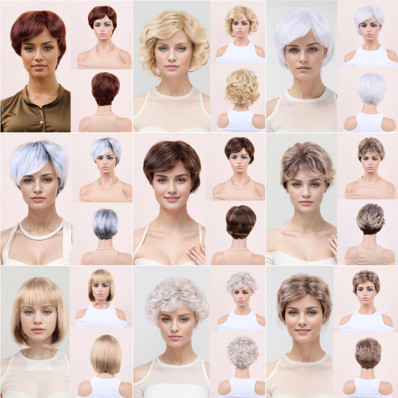 Väliskaubandusega vana parukas naiste lühikesed lokkis juuksed Euroopas ja Ameerika Ühendriikides armastavad populaarset soengut roosa võrk kõrgel temperatuuril siidist vana parukas