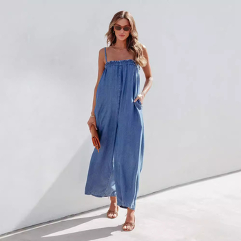 2023 Zahraničný obchod Cezhraničné letné voľné traky s vysokým pásom, európsky a americký štýl, deväťbodové ležérne štíhle nohavice so širokými nohavicami