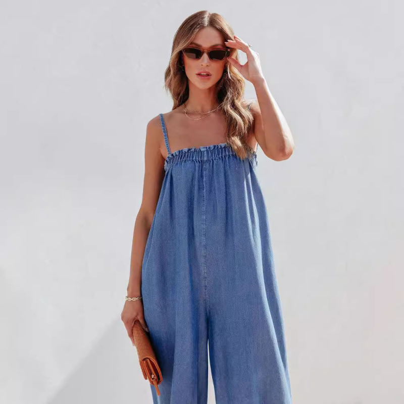 2023 Zahraničný obchod Cezhraničné letné voľné traky s vysokým pásom, európsky a americký štýl, deväťbodové ležérne štíhle nohavice so širokými nohavicami