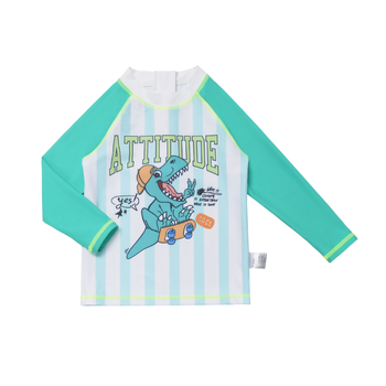 Piiriülene poiste dinosauruseteemaline ujumistrikoo, poiste päikesekindlad pikkade varrukatega lühikesed püksid, suurte poiste ujumispükste varustus