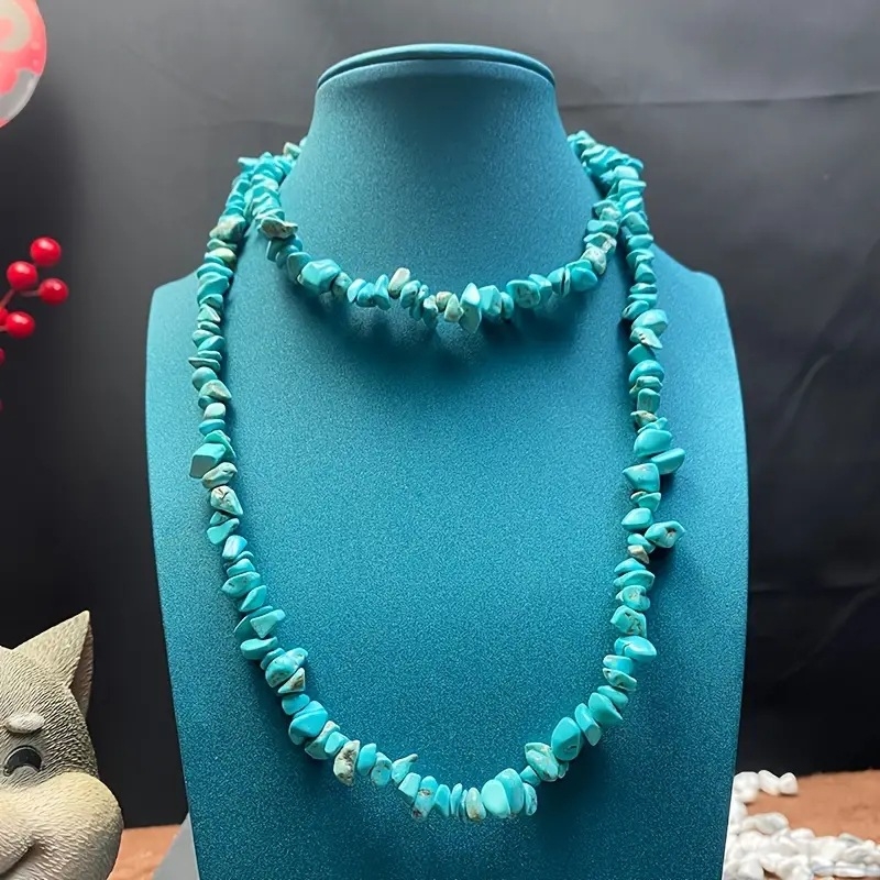 1-osaline naturaalsest sinakasrohelisest helmestest kaelakee naturaalsetest kalliskividest ehted elegantsed moodsed teismelise pojo ehted