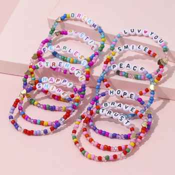 Piiriülene uus laste käevõru naistele suvine helmestega esimene ehtekomplekt värviliste riisihelmestega käevõru õpilastele