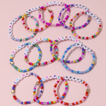 Piiriülene uus laste käevõru naistele suvine helmestega esimene ehtekomplekt värviliste riisihelmestega käevõru õpilastele