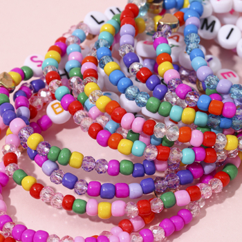 Piiriülene uus laste käevõru naistele suvine helmestega esimene ehtekomplekt värviliste riisihelmestega käevõru õpilastele