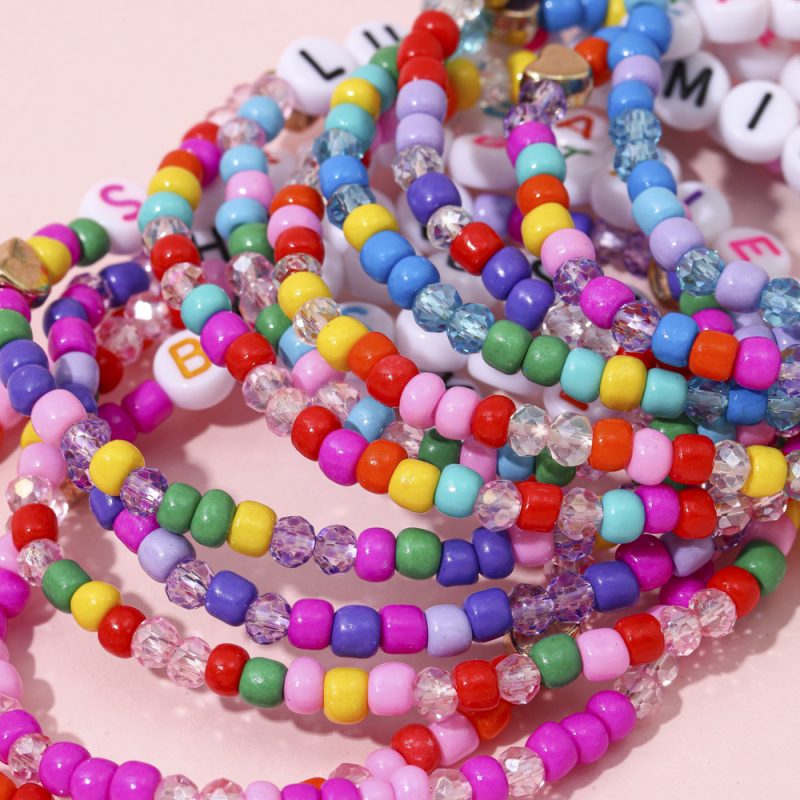 Piiriülene uus laste käevõru naistele suvine helmestega esimene ehtekomplekt värviliste riisihelmestega käevõru õpilastele