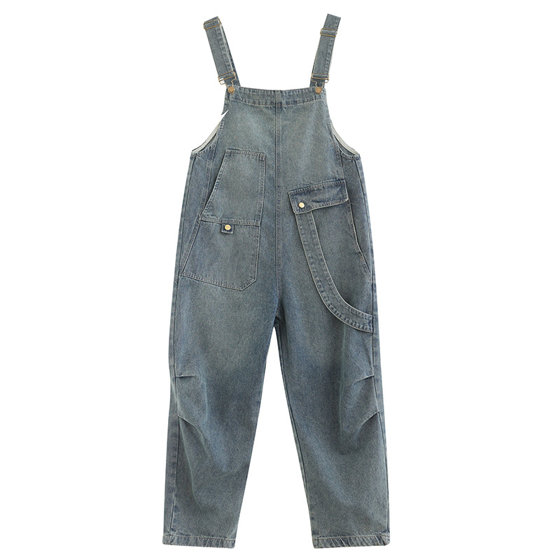 2024. gada vasaras jauns māksliniecisks retro liela izmēra brīvs, ērts ikdienas džinsa kombinezons sievietēm